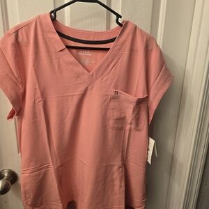 White Cross Pink Boxy Relaxed Scrub Top